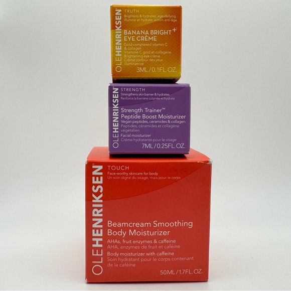 x3 pc Ole Henriksen Set Beamcream Moisturizer Strength Trainer Banana Bright Eye - Picture 10 of 10
